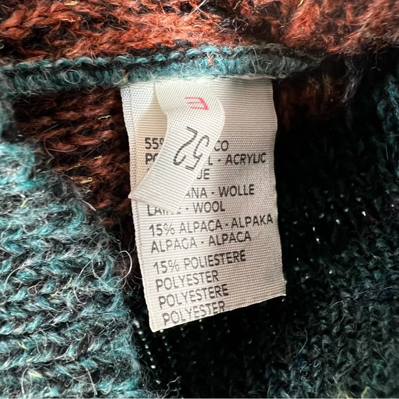 Vintage Hom Creation France Striped Knit Sweater Faux Leather Size Large 52 GUC - Picture 8 of 16